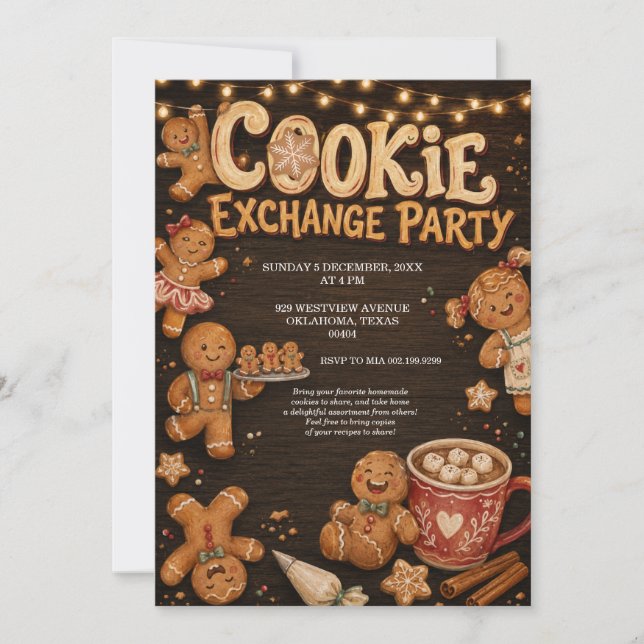 Invitación a la fiesta de intercambio de galletas  (Anverso)