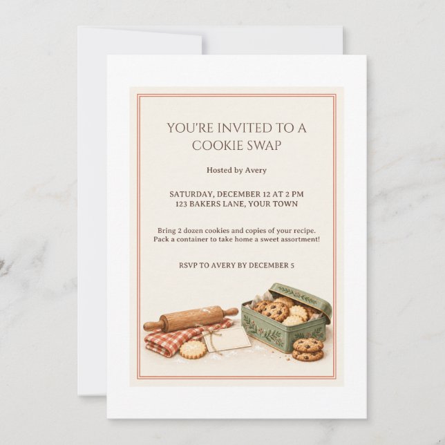 Invitación a la fiesta de intercambio de galletas  (Anverso)