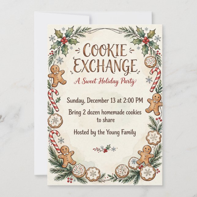 Invitación a la fiesta de intercambio de galletas  (Anverso)