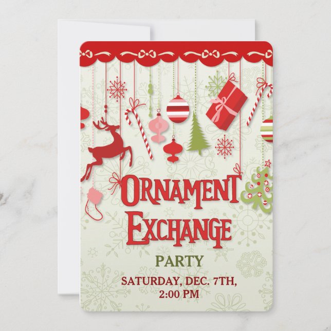 Invitación a la fiesta de intercambio de ornamento (Anverso)