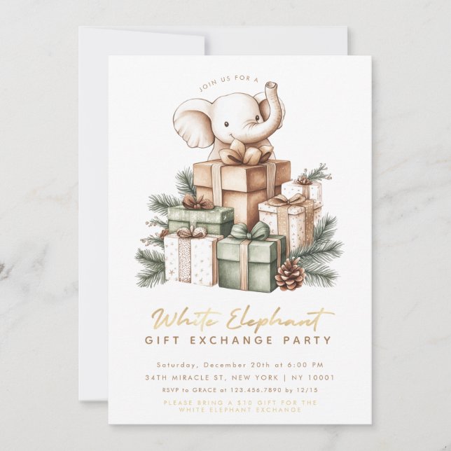 Invitación a la Fiesta de Intercambio de Regalos d (Anverso)