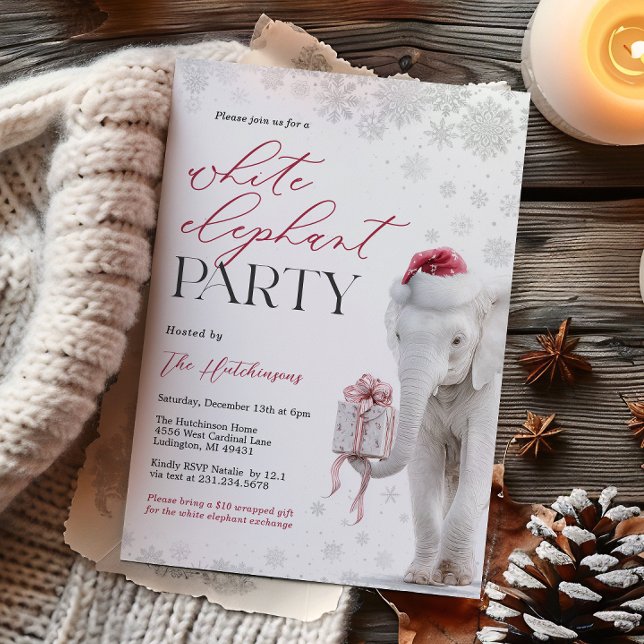 Invitación a la Fiesta de Intercambio de Regalos d (White Elephant Gift Exchange Party Invite)