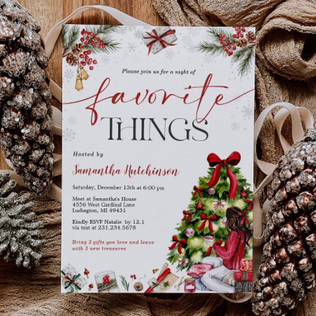 Invitación a la Fiesta de Intercambio de Regalos d (Favorite Things Gift Exchange Party Invite)