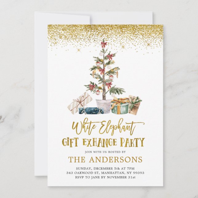 Invitación a la fiesta de intercambio de regalos p (Anverso)