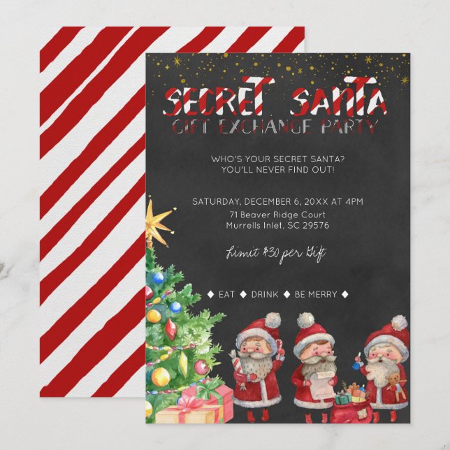 Invitación a la fiesta de intercambio de regalos s (Anverso / Reverso)