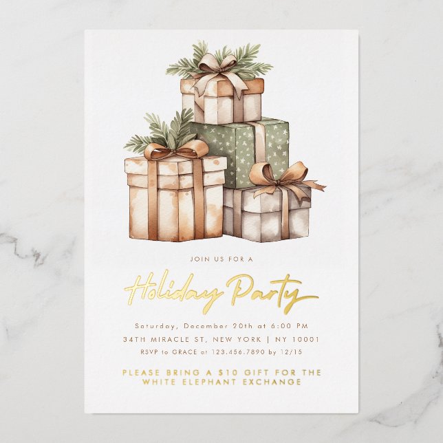 Invitación a la fiesta de intercambio de regalos W (Anverso)