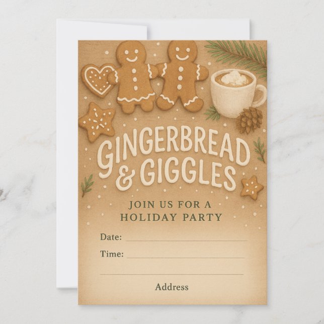 Invitación a la Fiesta de Invierno de Gingerbread  (Anverso)