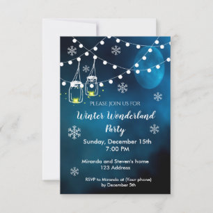 Invitación a la fiesta de invierno noche luna azul