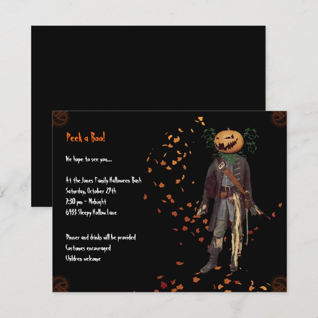 Invitación a la fiesta de Jack Halloween (Anverso / Reverso)