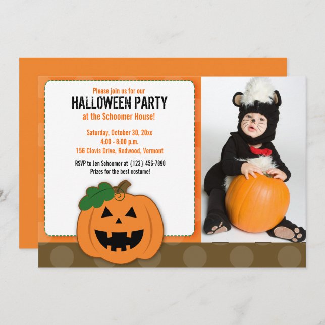 Invitación a la fiesta de Jack O Lantern en Hallow (Anverso / Reverso)