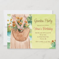 Invitación a la fiesta de jardín con acuarela