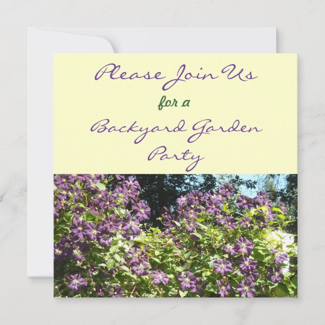 Invitación a la fiesta de jardín de Clematis (Anverso)