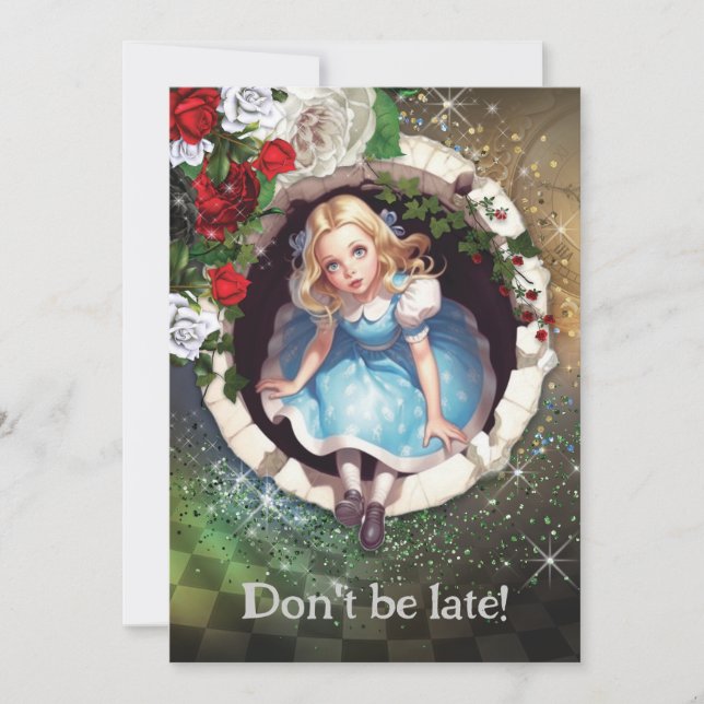 Invitación a la fiesta de jardín de Wonderland (Anverso)