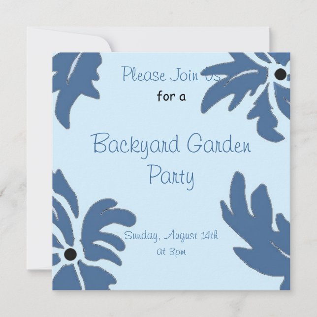 Invitación a la fiesta de jardín floral azul (Anverso)