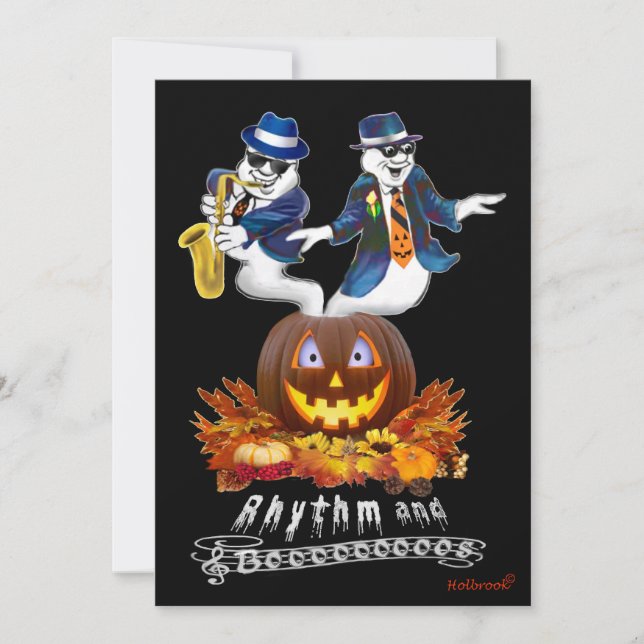 Invitación a la fiesta de jazz de Halloween Rhythm (Anverso)
