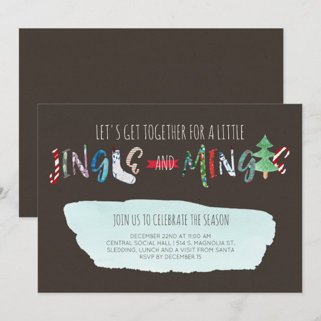 Invitación a la fiesta de Jingle & Mingle (Anverso / Reverso)