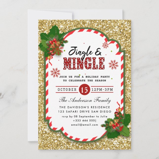 Invitación a la fiesta de jingle y mingle (Anverso)