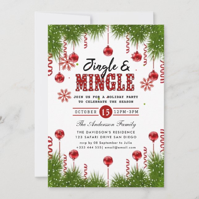 Invitación a la fiesta de jingle y mingle (Anverso)