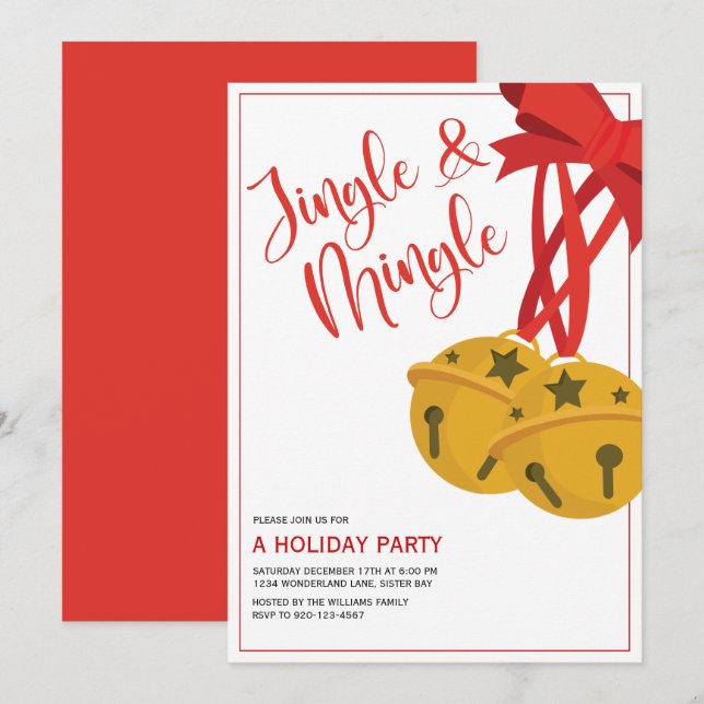 Invitación a la fiesta de jingle y mingle (Anverso / Reverso)
