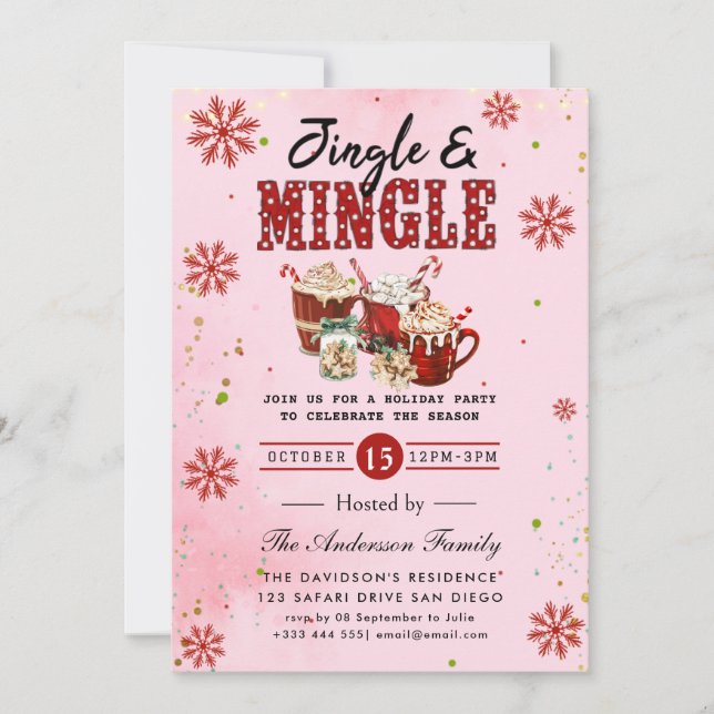 Invitación a la fiesta de jingle y mingle (Anverso)