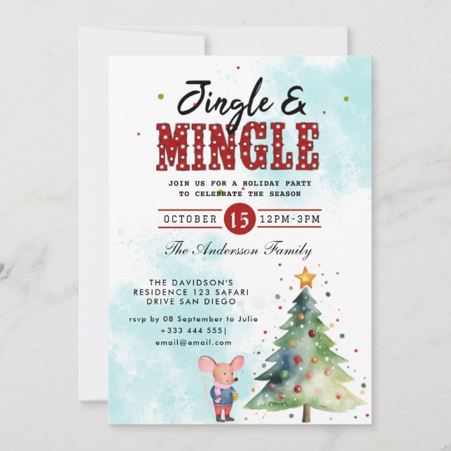 Invitación a la fiesta de jingle y mingle (Anverso)