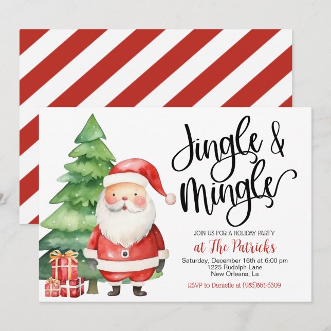 Invitación a la fiesta de jingle y mingle (Anverso / Reverso)