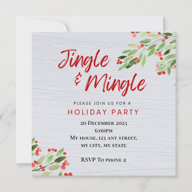 Invitación a la fiesta de jingle y mingle (Anverso)