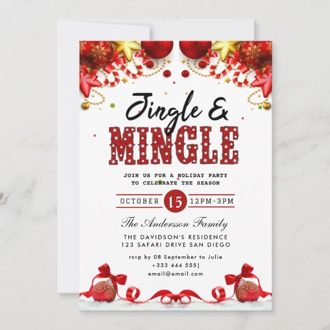 Invitación a la fiesta de jingle y mingle (Anverso)