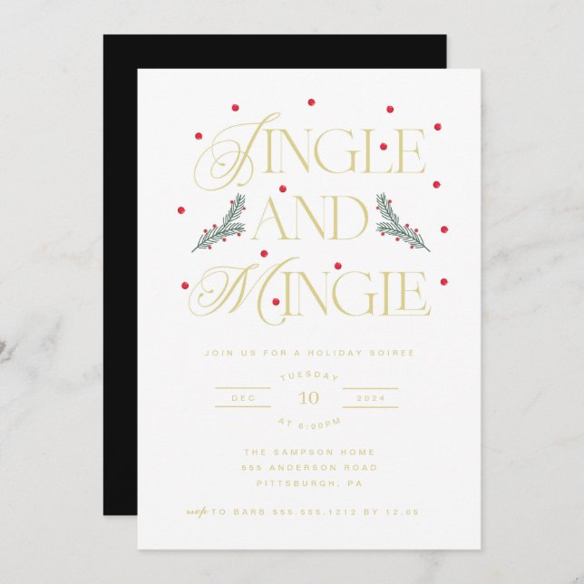 Invitación a la fiesta de jingle y mingle (Anverso / Reverso)
