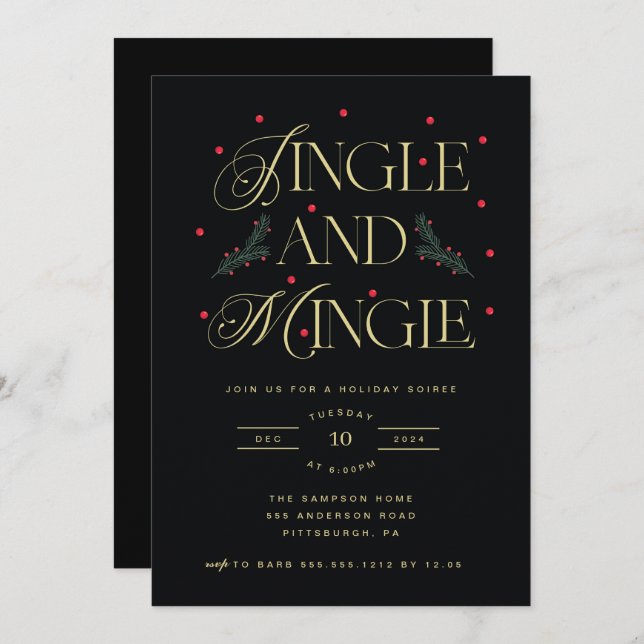 Invitación a la fiesta de jingle y mingle (Anverso / Reverso)