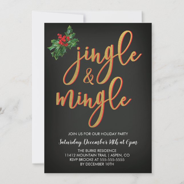 Invitación a la fiesta de jingle y mingle (Anverso)