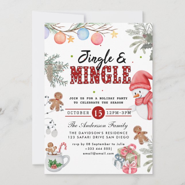 Invitación a la fiesta de jingle y mingle (Anverso)
