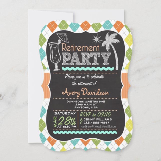 Invitación a la Fiesta de Jubilación; Colorido Ret (Anverso)