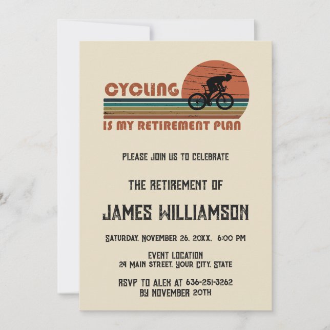 Invitación a la fiesta de jubilación de ciclismo (Anverso)
