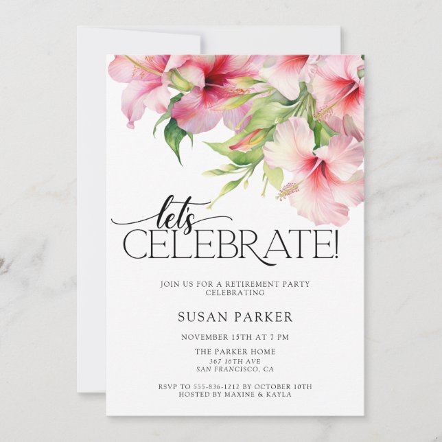 Invitación a la Fiesta de Jubilación de Flores Tro (Anverso)