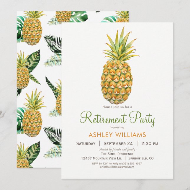 Invitación a la Fiesta de Jubilación de Piña (Anverso / Reverso)