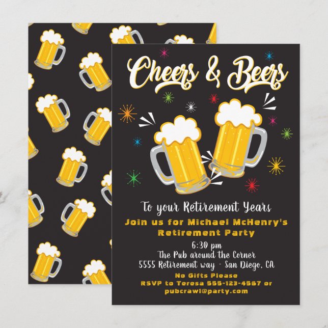 Invitación a la Fiesta de Jubilación de Saludos y  (Anverso / Reverso)