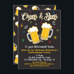 Invitación a la Fiesta de Jubilación de Saludos y<br><div class="desc">Impresionantes invitaciones a la fiesta de retiro de Saludos y Cervezas. Gran vibra de moda retro. Necesita ayuda con el diseño, sólo envíame un correo electrónico a tkatz@me.com ¡Excelente para cualquier cumpleaños de un hito, 30, 40, 50, 60, 70, 80 o más! Cambio a cualquier edad ilustracion dibujado por mano...</div>