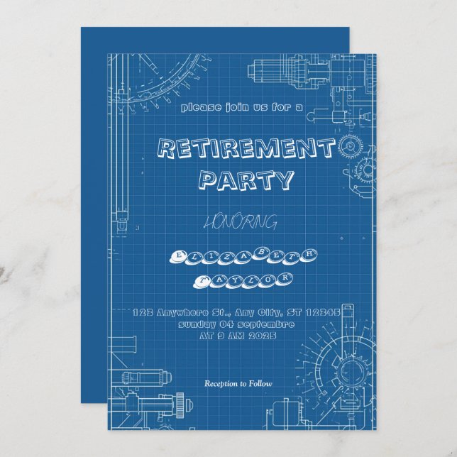 Invitación a la fiesta de jubilación del ingeniero (Anverso / Reverso)