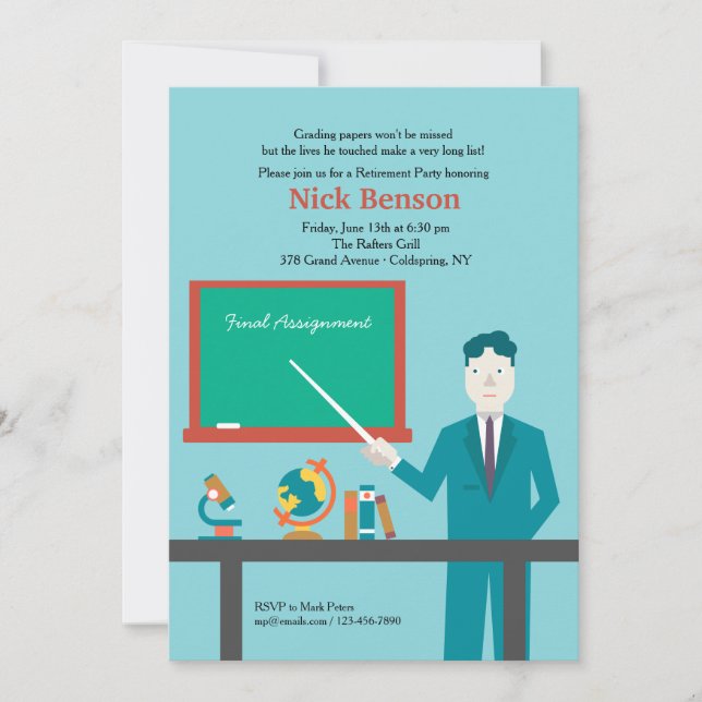 Invitación a la fiesta de jubilación del profesor (Anverso)