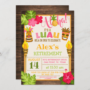 Invitación a la Fiesta de Jubilación Luau - Texto 
