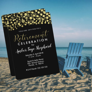 Invitación a la fiesta de jubilación, negro y oro