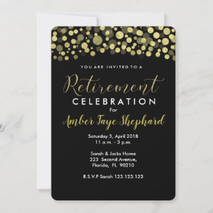 Invitación a la fiesta de jubilación, negro y oro