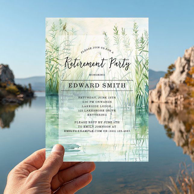 Invitación a la Fiesta de Jubilación Pesquera (Reel in the fun 🎣 Celebrate retirement with this serene fishing-themed invitation.)