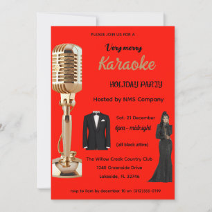 Invitación a la fiesta de karaoke de Navidad