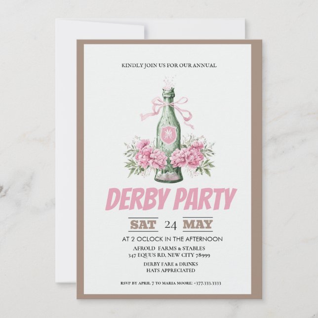 Invitación a la Fiesta de Kentucky Derby con Rosas (Anverso)