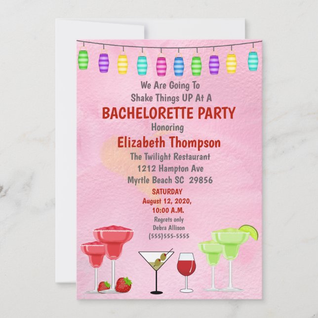 Invitación a la fiesta de la Bachelorette Bridal (Anverso)