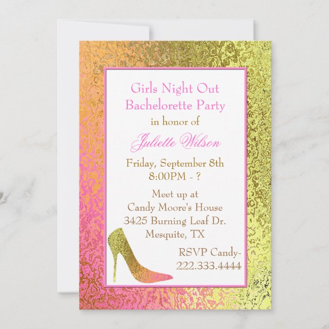 Invitación a la fiesta de la Bachelorette con aspe (Anverso)
