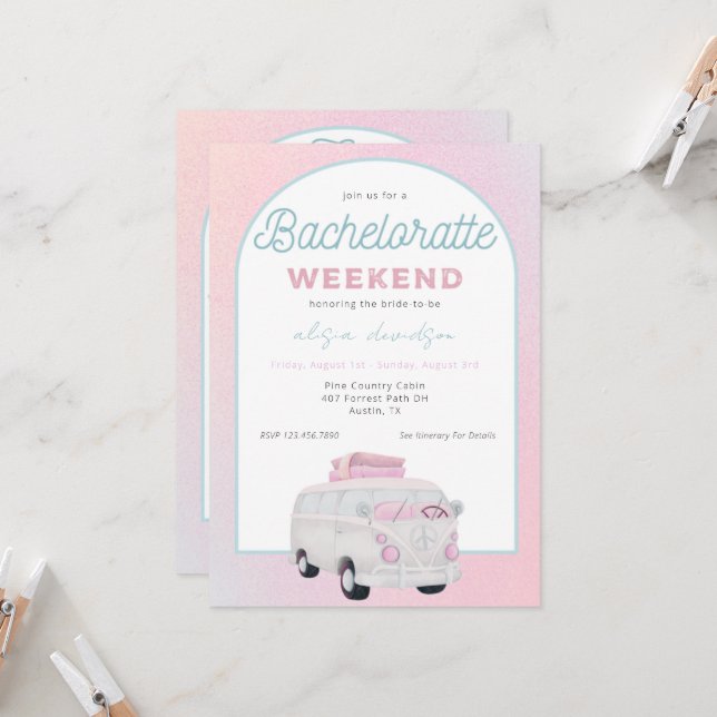 Invitación a la fiesta de la Bachelorette de Camió (Anverso/Reverso In Situ)