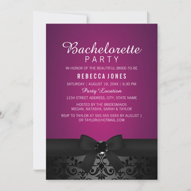 Invitación a la fiesta de la Bachelorette de Damas (Anverso)